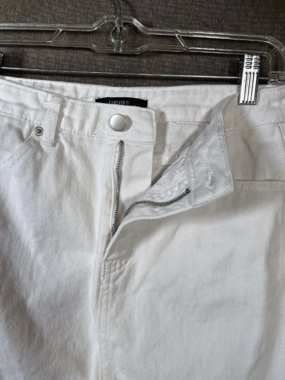 Forever 21 Demin Mini Skirt White Med 100% Cotton Solid - Picture 4 of 6